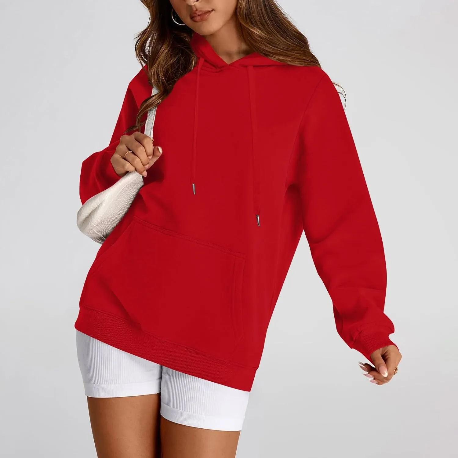 Hoodies for Women Drawstring Lightweight Fleece Oversized Sweatshirt Drop Shoulder Baggy Trendy Y2K Hoodie w/Pockets