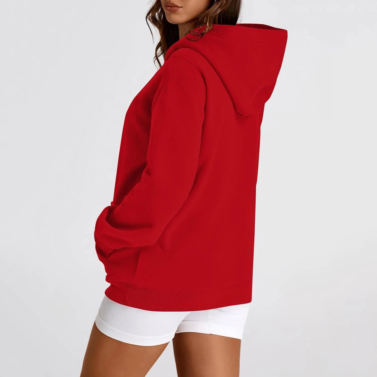 Hoodies for Women Drawstring Lightweight Fleece Oversized Sweatshirt Drop Shoulder Baggy Trendy Y2K Hoodie w/Pockets