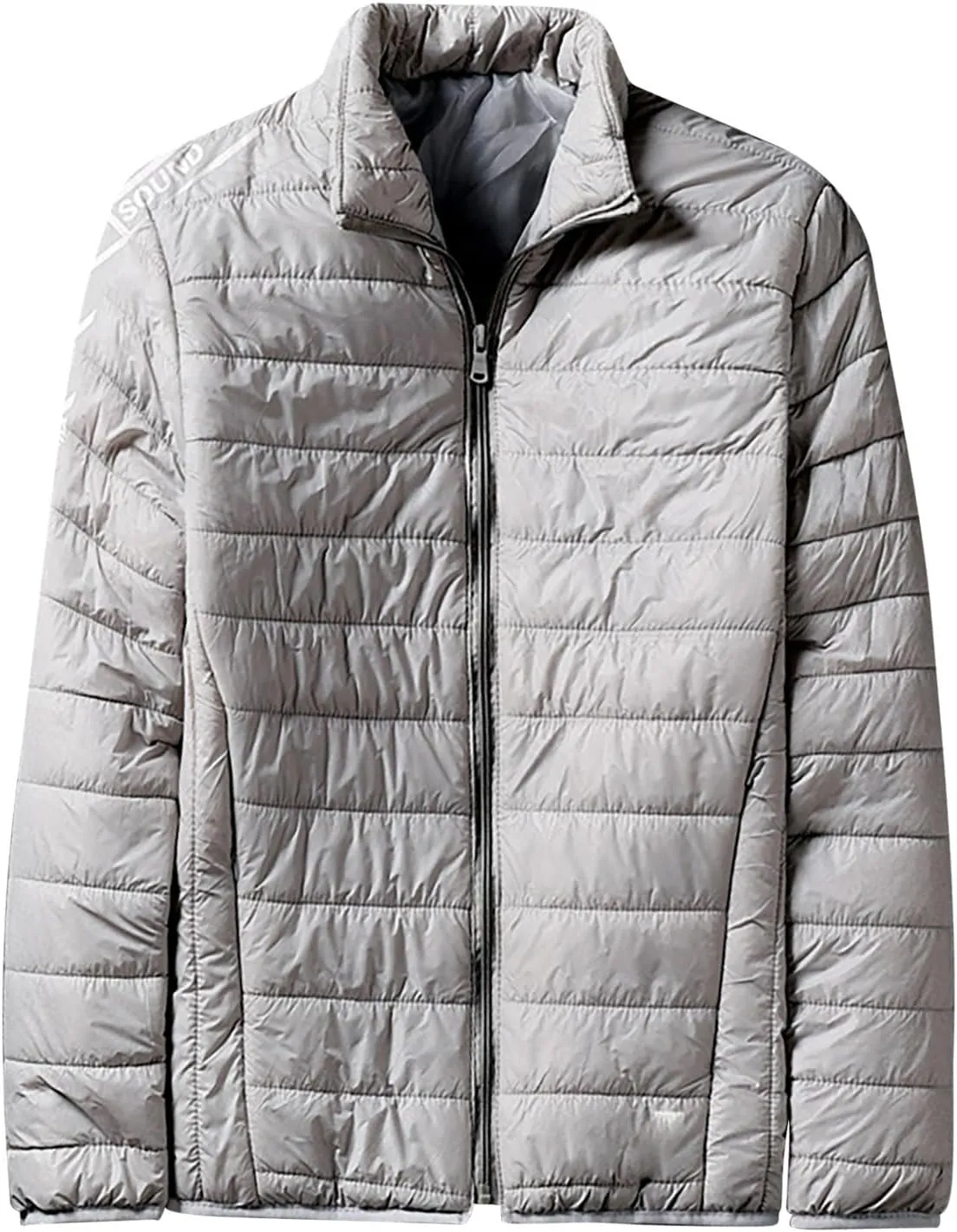Hoodless Puffer Jacket Men Light Packable Zip Down Jacket Winter Warm Bubble Coat Padded Quilted Jackets