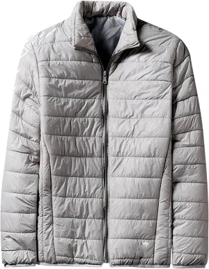 Hoodless Puffer Jacket Men Light Packable Zip Down Jacket Winter Warm Bubble Coat Padded Quilted Jackets