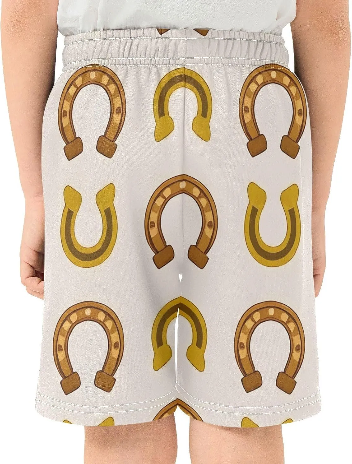 Horseshoe Pattern Boys Active Basketball Shorts Lightweight Summer Sports Shorts with Pockets for Kids