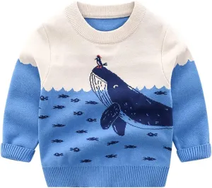 HUAER& Baby Boys Girls Knit Sweater Unisex Cotton Cartoon Animal Pullover Sweatshirt