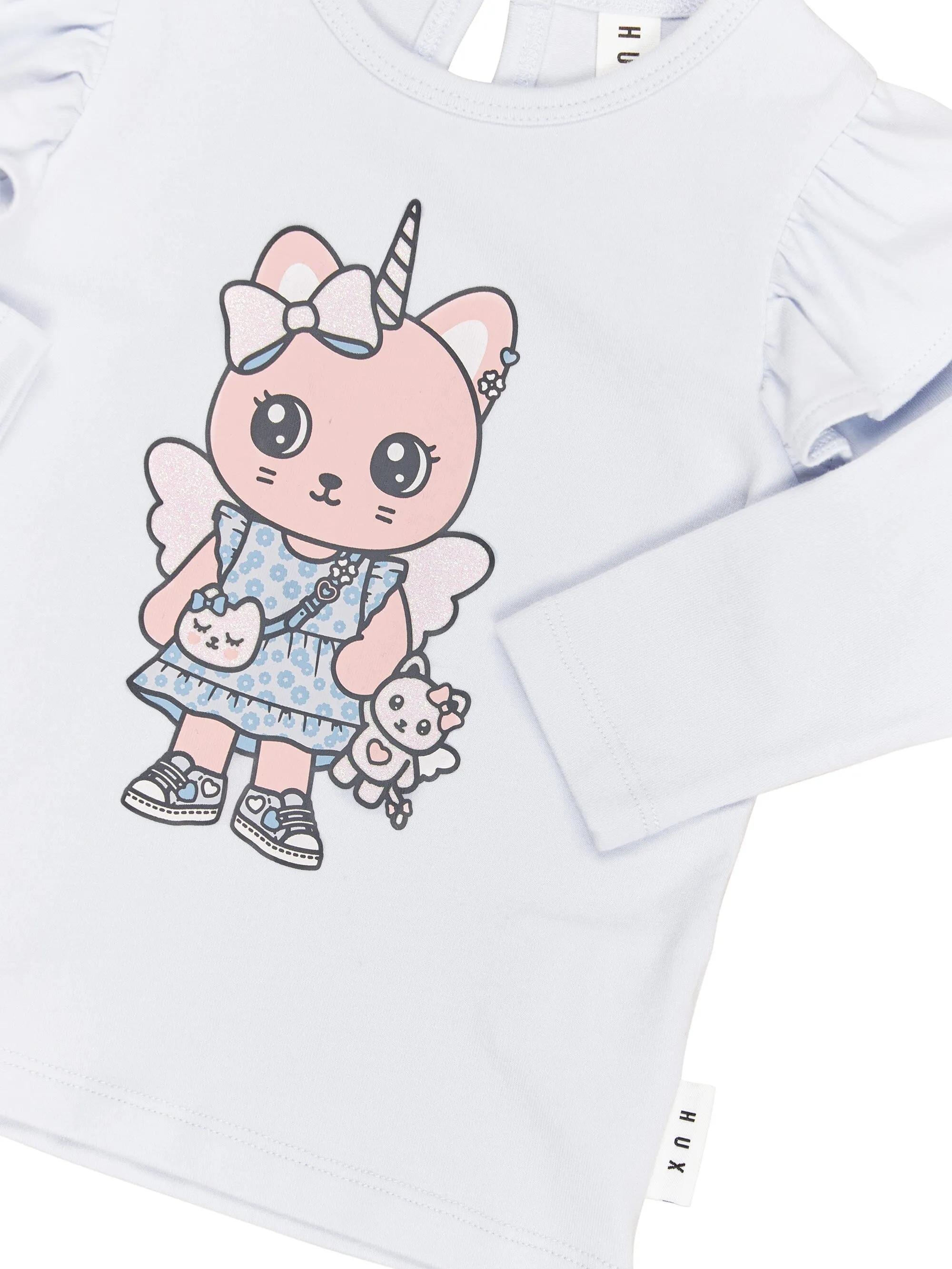 Huxbaby - Glitter Caticorn Frill Top - HB2192W24