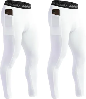 HYCOPROT Men's Compression Pants with Pockets, Athletic Leggings Baselayer Workout Tights for Running Yoga Gym Basketball