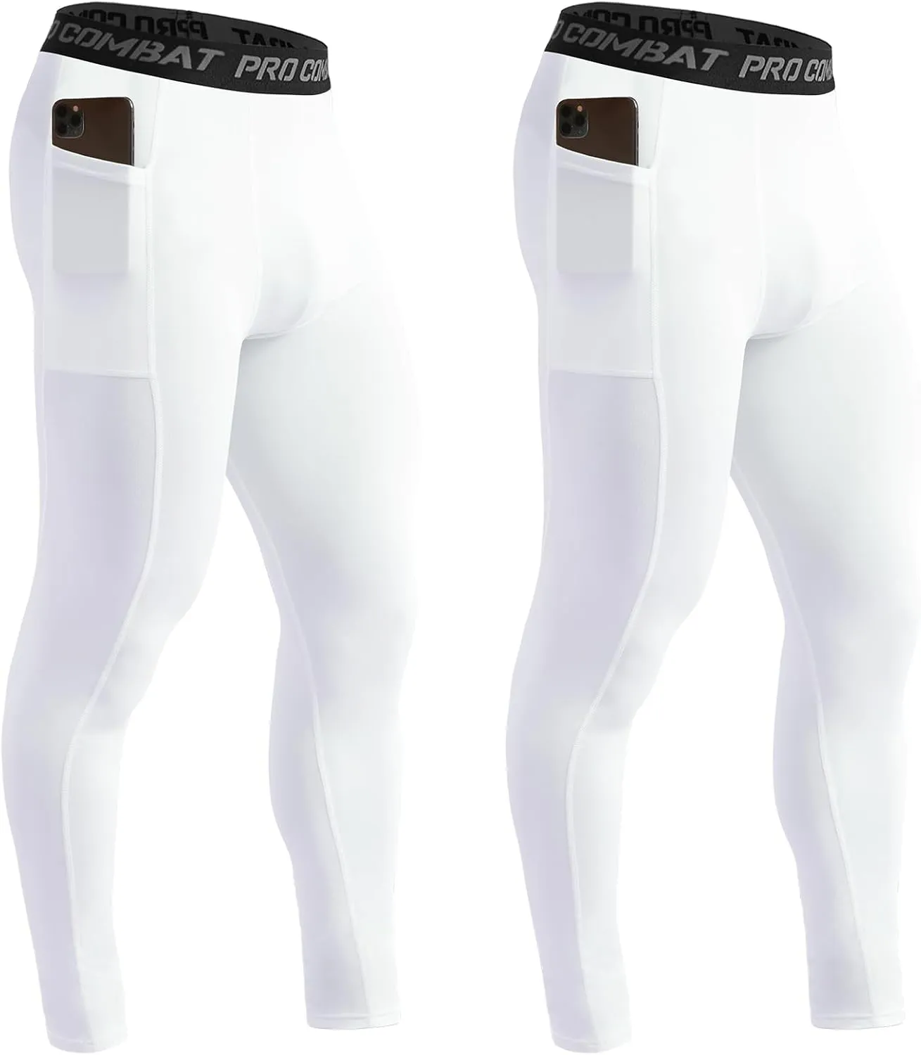 HYCOPROT Men's Compression Pants with Pockets, Athletic Leggings Baselayer Workout Tights for Running Yoga Gym Basketball