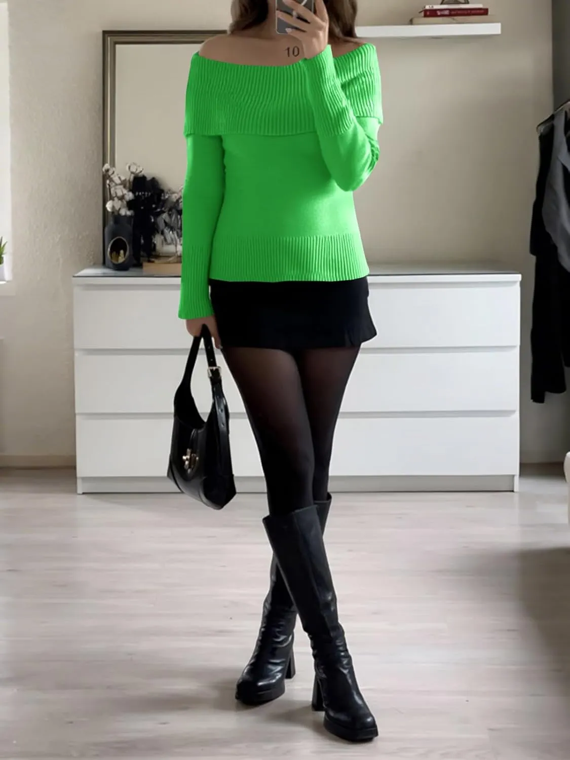 Imily Bela Womens Off The Shoulder Sweaters Casual Long Sleeve Ribbed Knit Slim Fit Y2K Going Out Pullover Tops