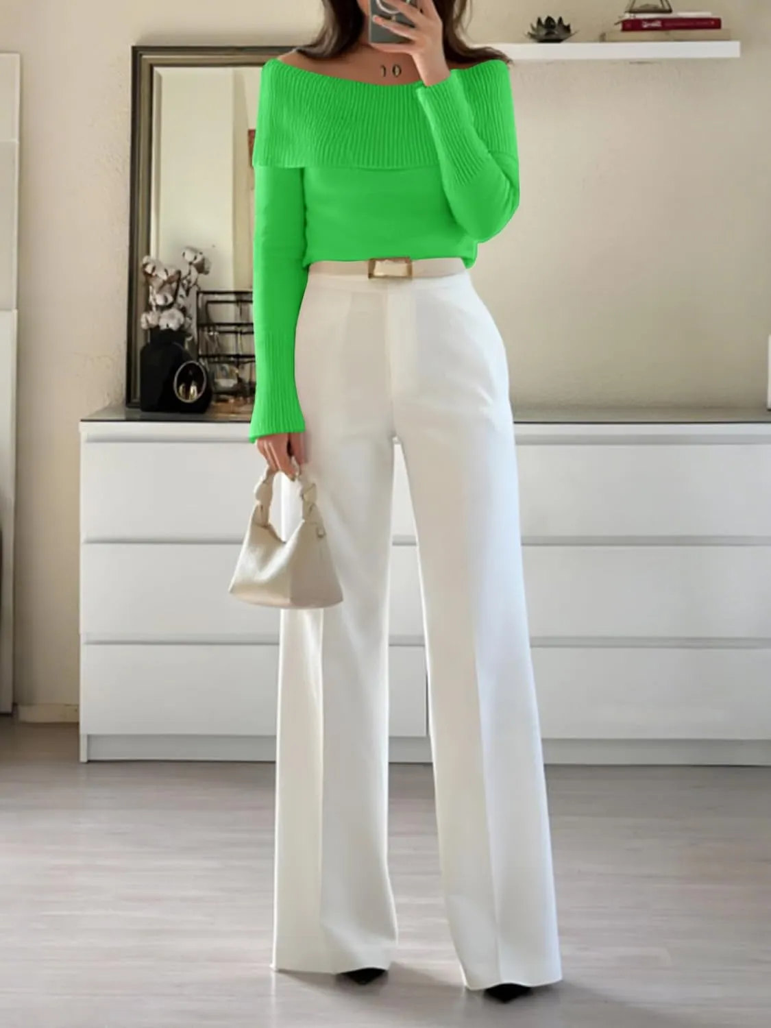 Imily Bela Womens Off The Shoulder Sweaters Casual Long Sleeve Ribbed Knit Slim Fit Y2K Going Out Pullover Tops