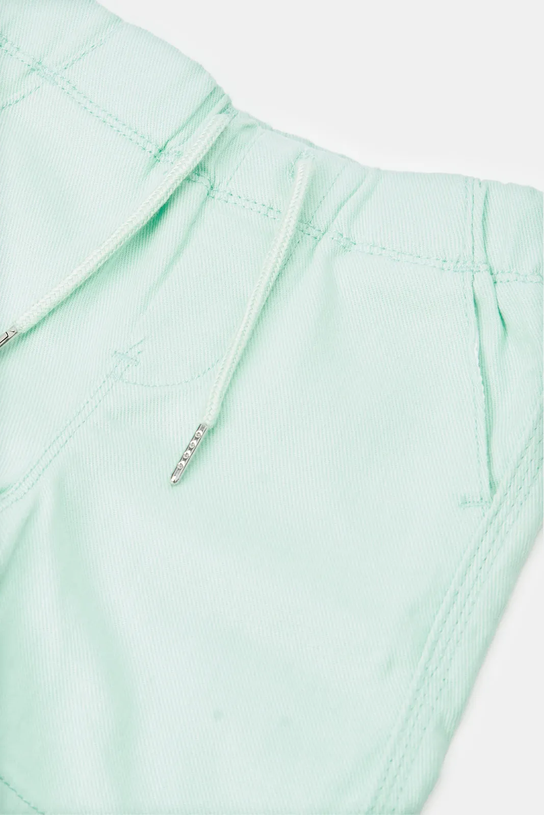 Infant Boys Green Twill Pull On Shorts