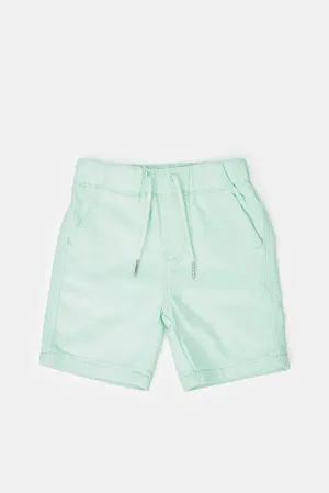 Infant Boys Green Twill Pull On Shorts