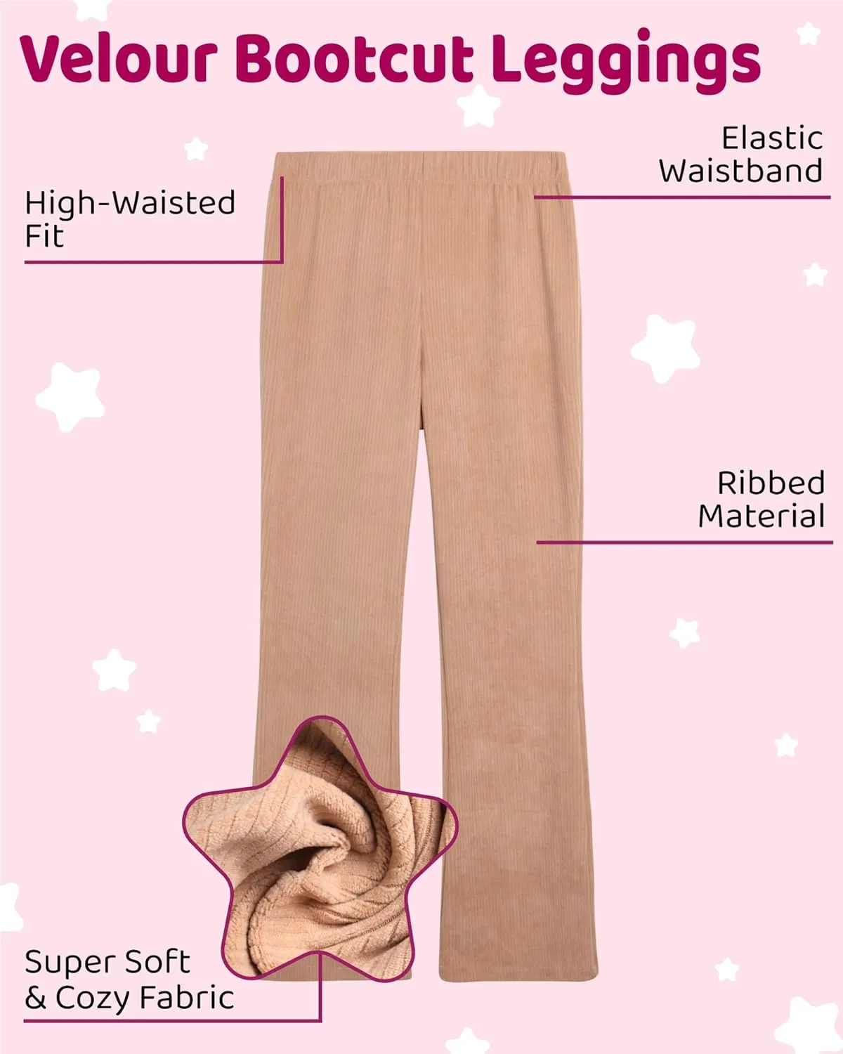 Instagirl Girls' Leggings - Ribbed Velour Bootcut Bell Bottom Flare Leggings - Yoga Pants for Girls (7-16)