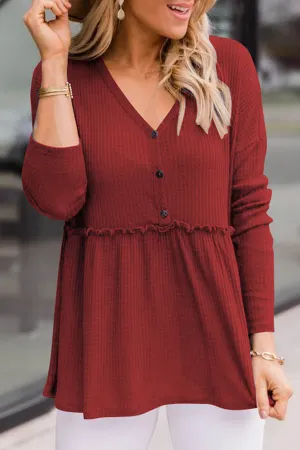 Ivyshape | Casual Solid Color Buckle V-Neck Top