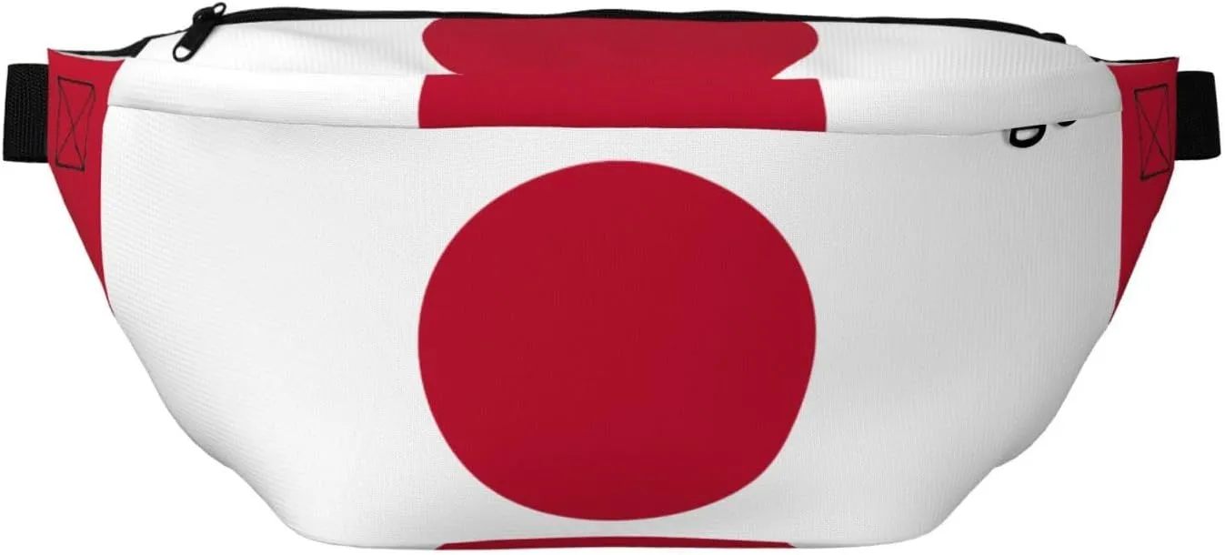 Japanese Flag Stylish Crossbody Waist Pack - Versatile And Compact Travel Pouch For Hands-Free Storage, Black, PBYB-12185A