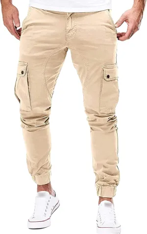 JEShifangjiusu Mens Fashion Cargo Pants Workout Athletic Joggers Sports Pants Casual Chino Running Trousers Sweatpants Pocket