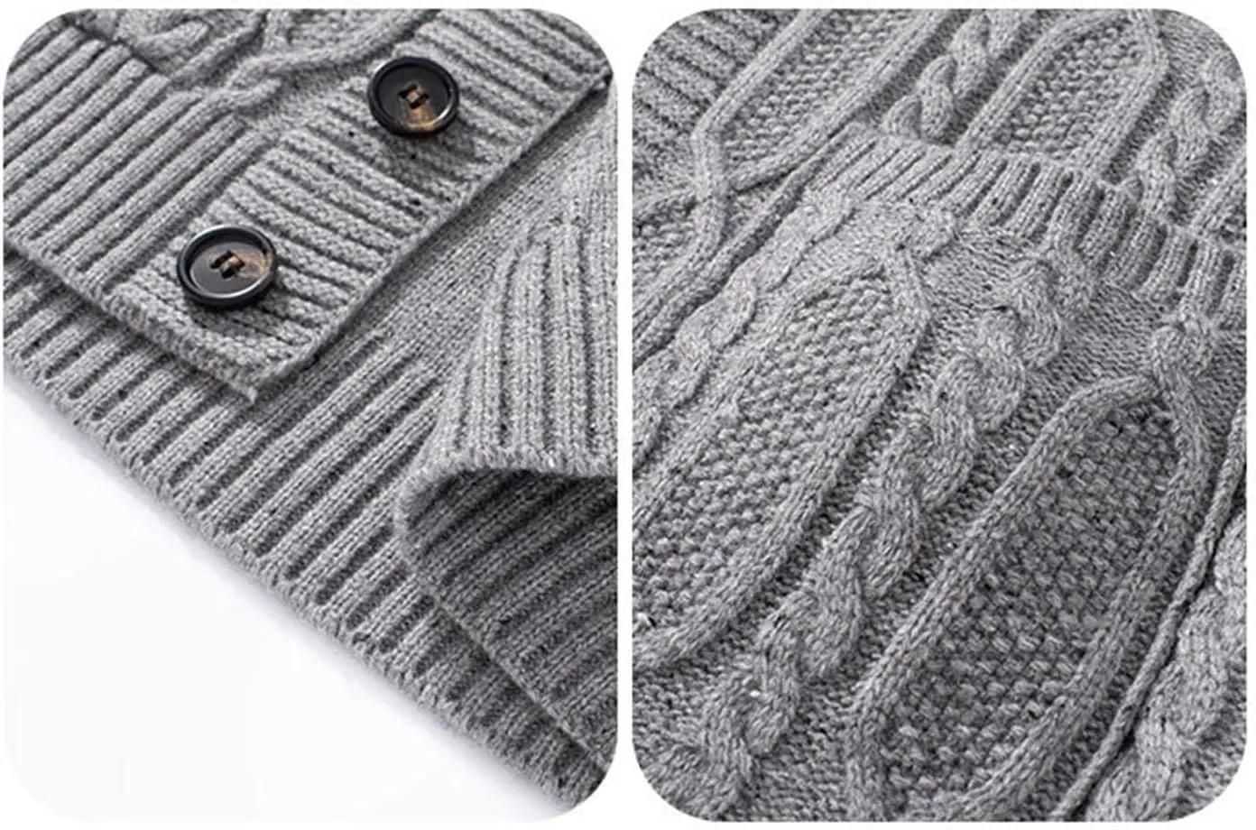 JEsilunmaMY Men's Cable Knit Button Down Cardigan Long Sleeve Shawl Collar Knitwear with Pocket Casual Chunky Knitted Outwear