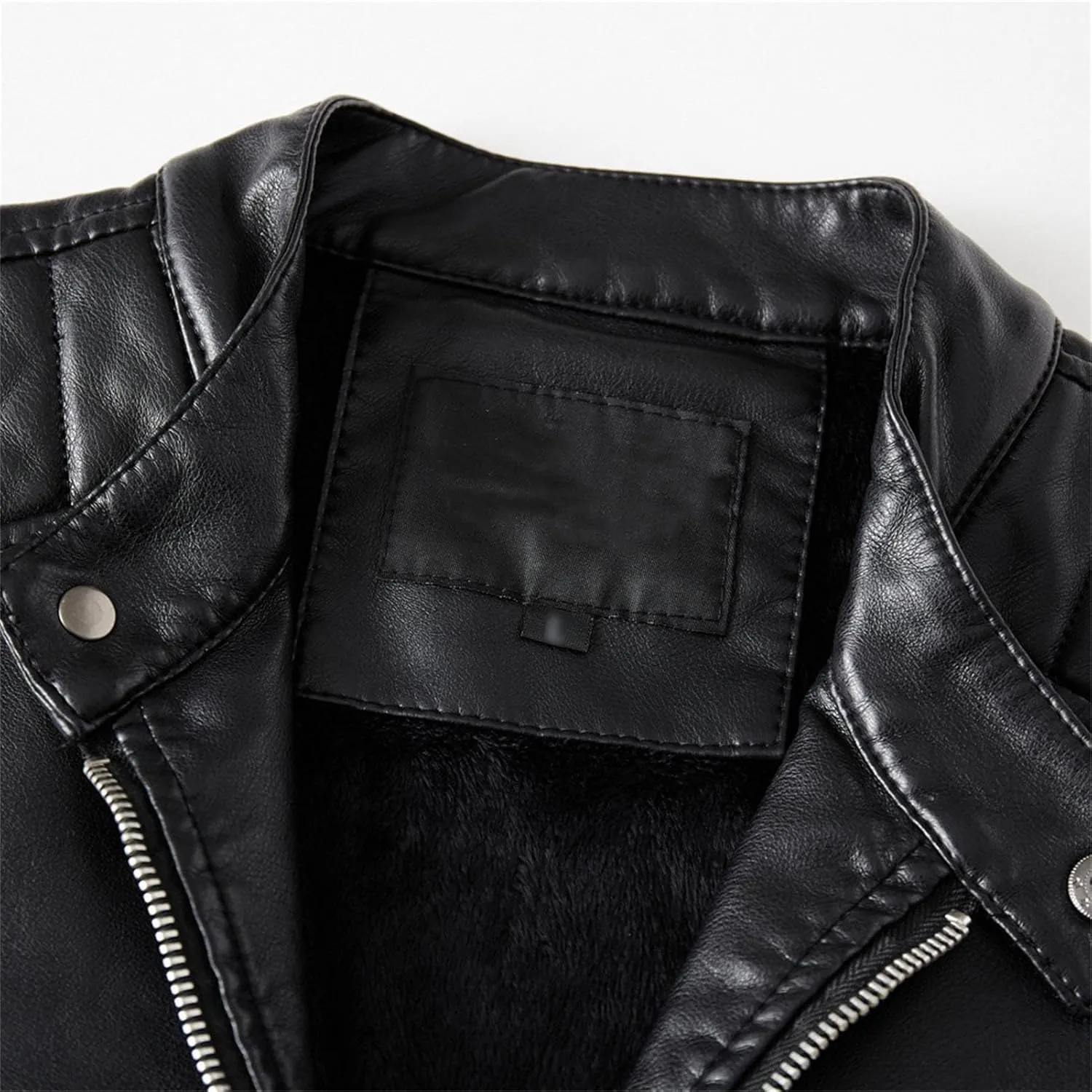 JEsilunmaMY Men's Solid Color Leather Motorcycle Jacket Casual Stand Collar Bomber Jacket Slim Fit Fall Winter Biker Outwear