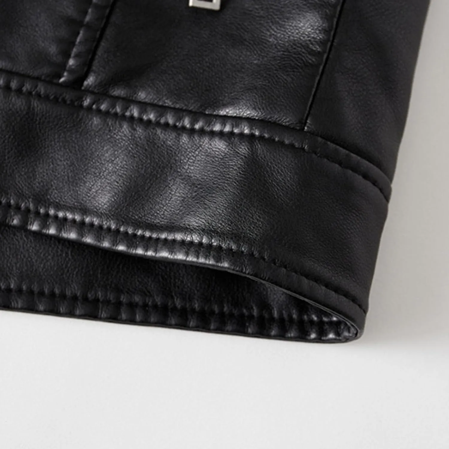 JEsilunmaMY Men's Solid Color Leather Motorcycle Jacket Casual Stand Collar Bomber Jacket Slim Fit Fall Winter Biker Outwear