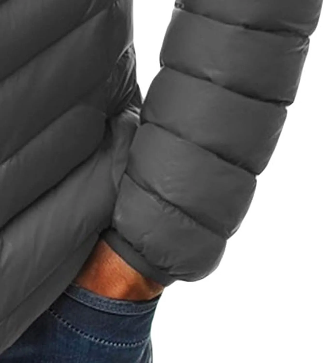 JEsilunmaMY Men's Stand Collar Puffer Down Jacket Lightweight Full Zip Packable Winter Jacket Solid Color Windproof Warm Coat