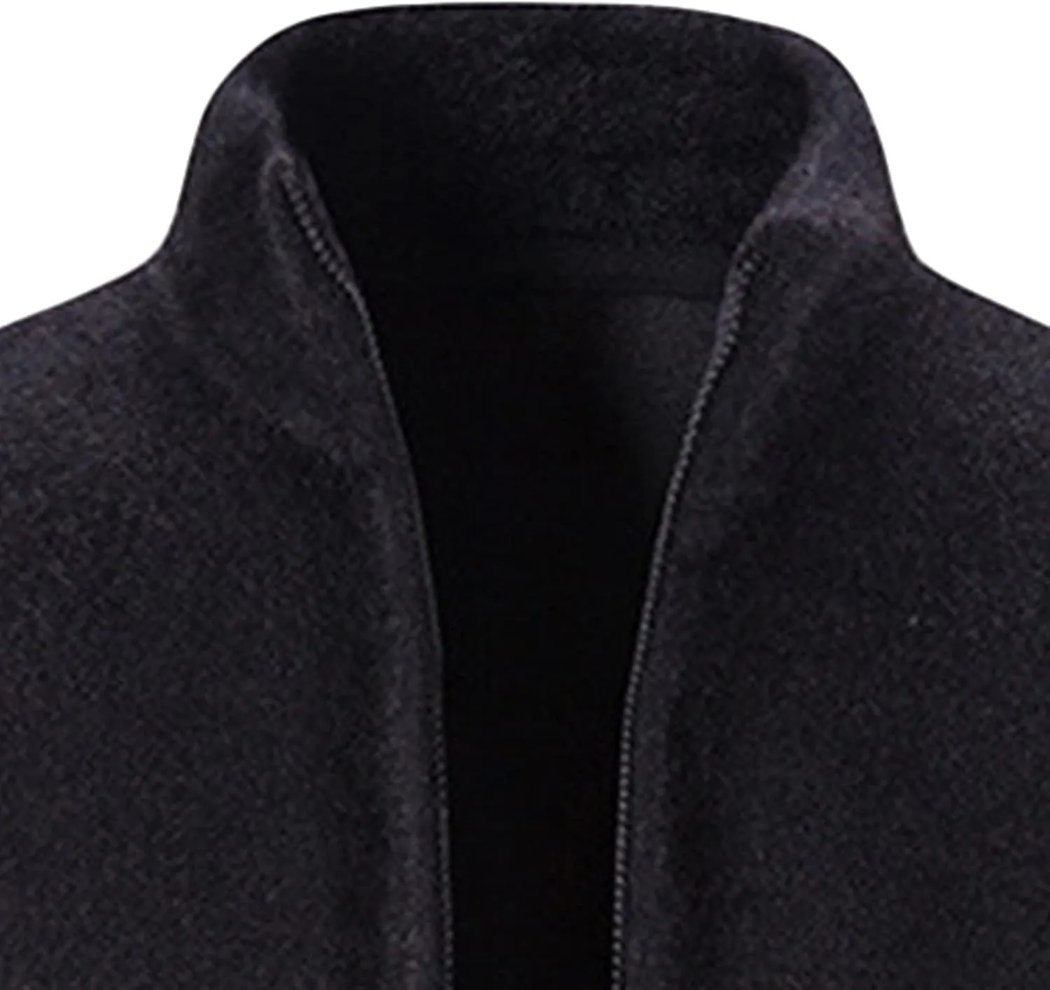 JEsilunmaMY Mens Stand Collar Zipper Warm Cardigan Long Sleeve Fall Winter Open Front Overcoat Solid Color Fleece Trench Coat