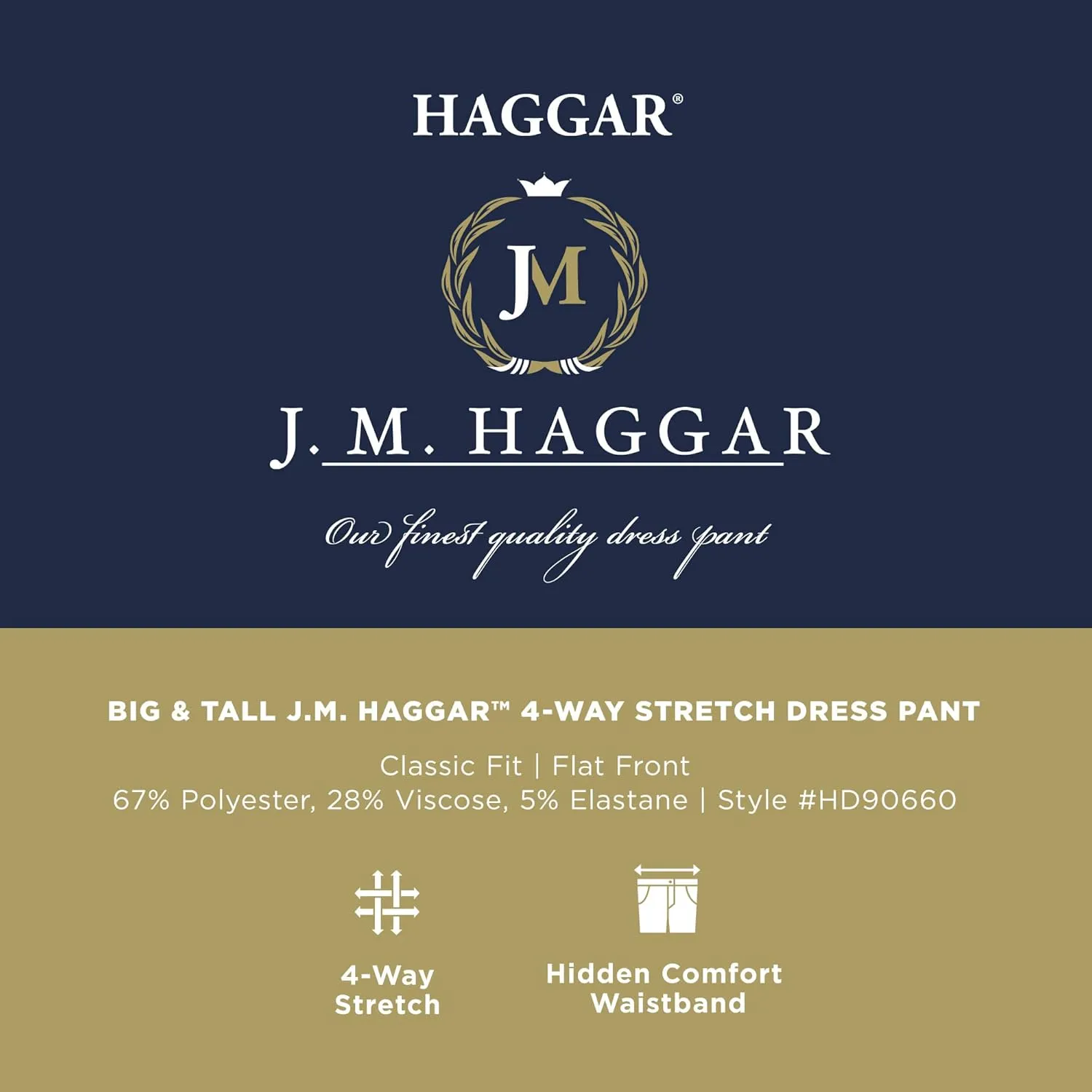 J.M. Haggar Men's Classic Fit Flat Front Dress Pant-Regular and Big & Tall Sizes