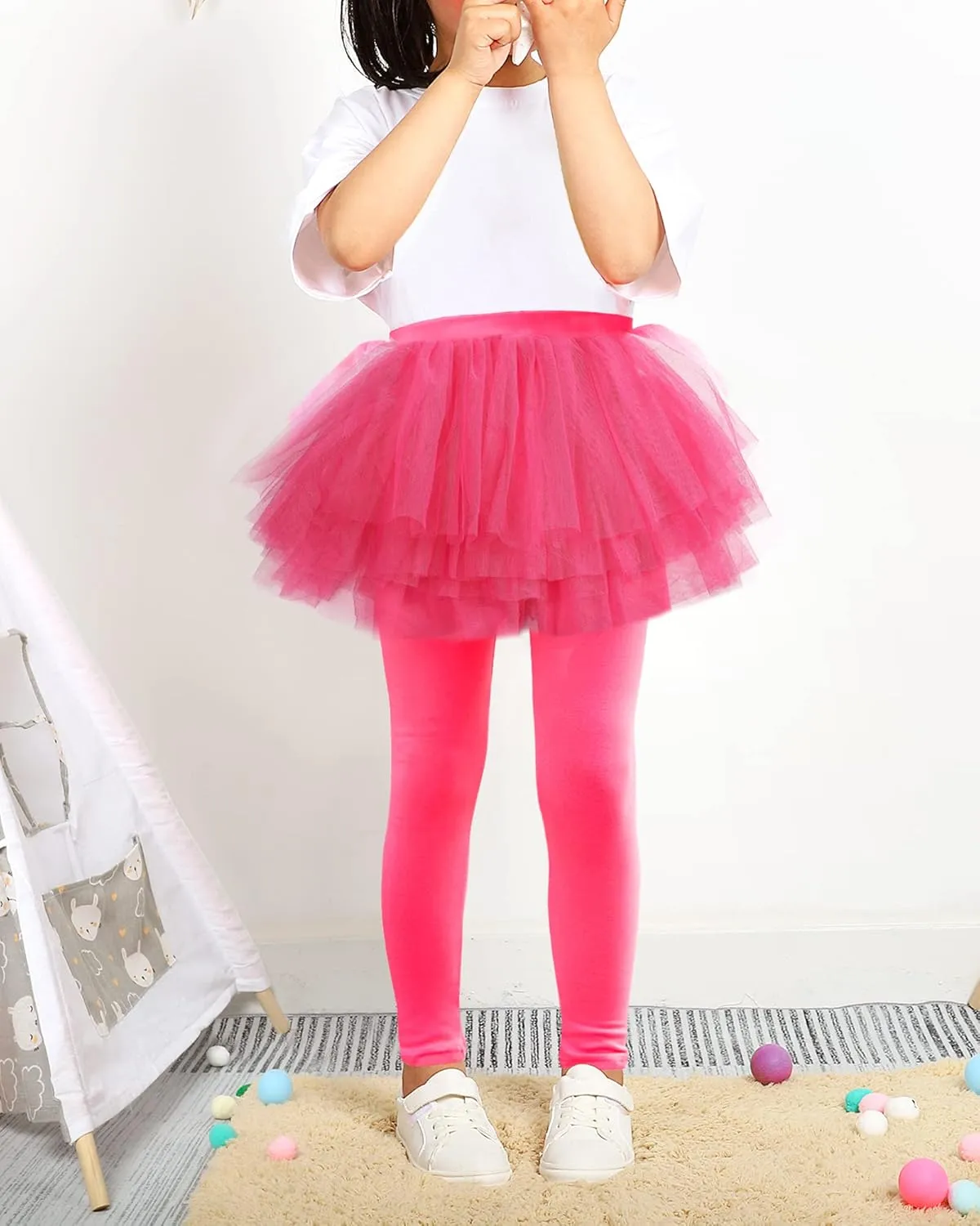 JOCMIC Toddler Girls Tutu Skirt Leggings Pant with Ruffle Kids Footless Culotte