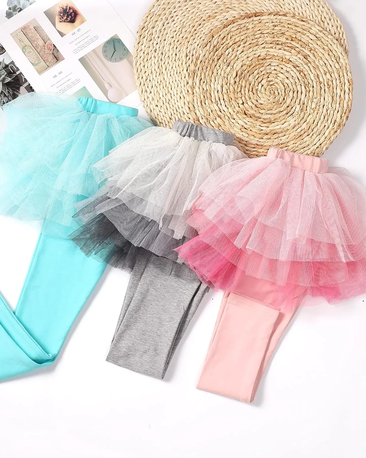 JOCMIC Toddler Girls Tutu Skirt Leggings Pant with Ruffle Kids Footless Culotte