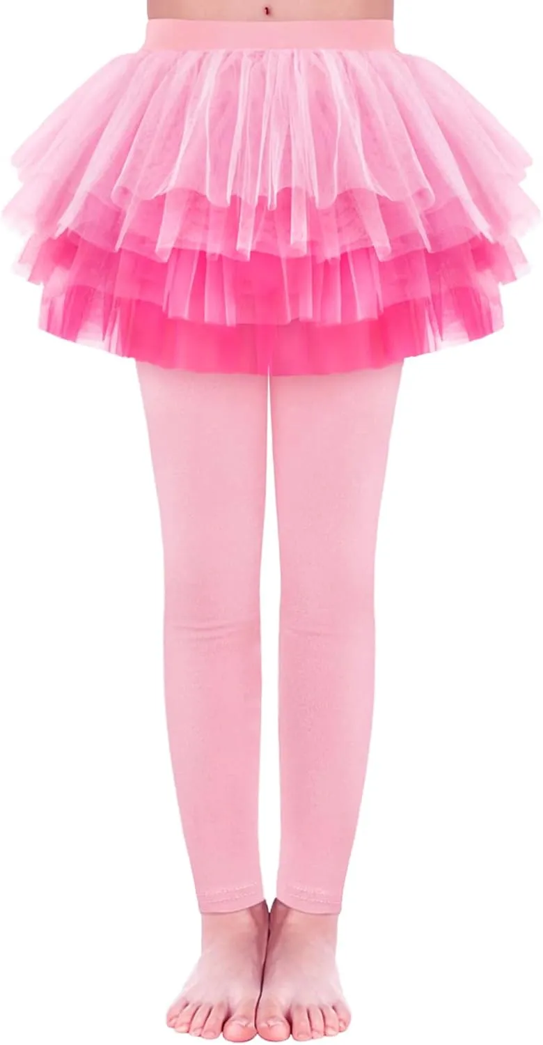 JOCMIC Toddler Girls Tutu Skirt Leggings Pant with Ruffle Kids Footless Culotte