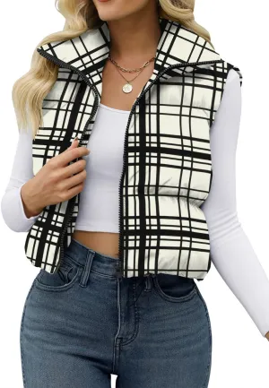 JZC Women's Crop Puffer Vest Lightweight Sleeveless Jacket 2024 Fashion Winter Outerwear Padded Gilet