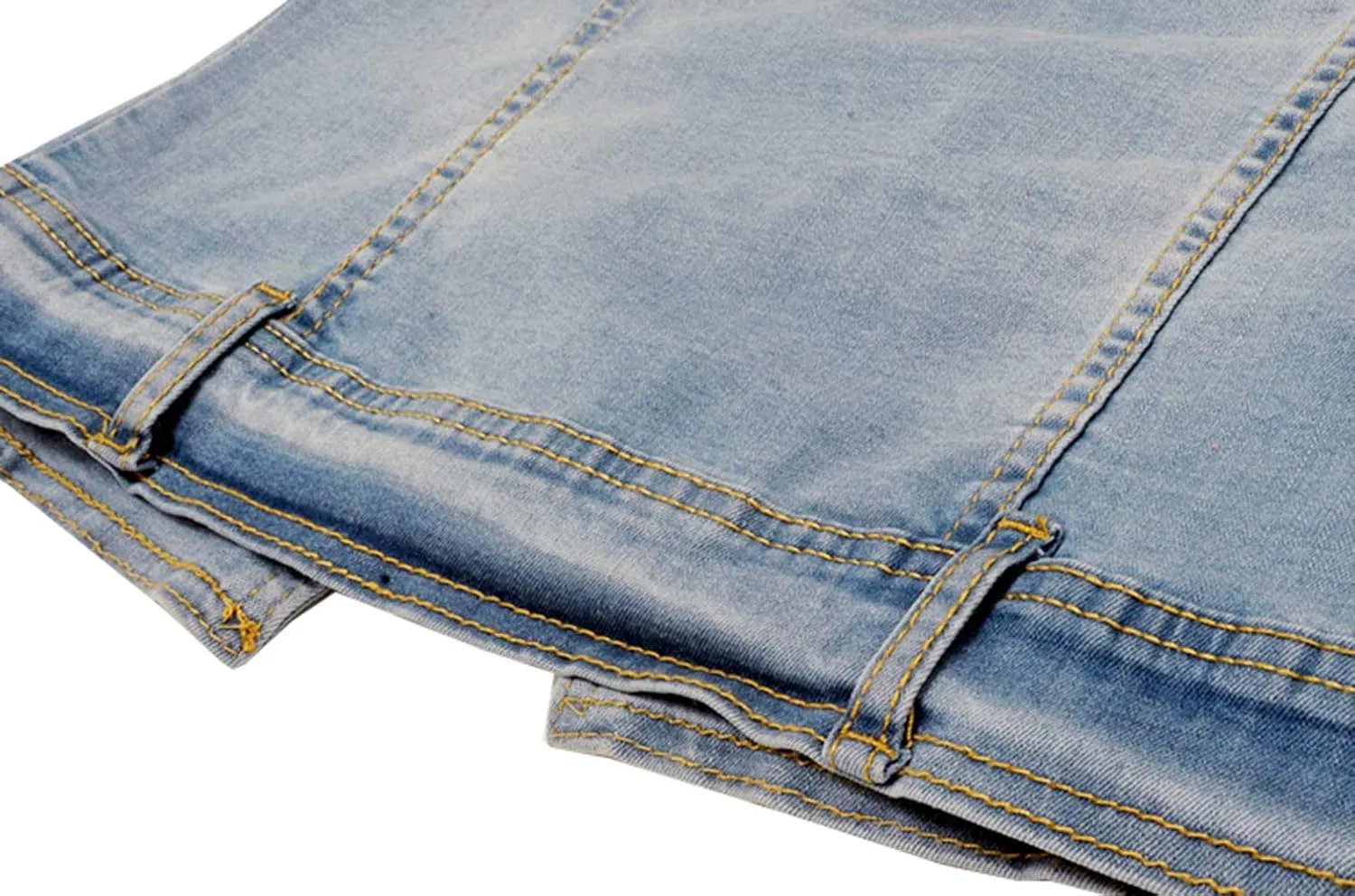 Kedera Women Denim Jacket Button Down Collarless 3/4 Sleeve Cropped Jean Jacket