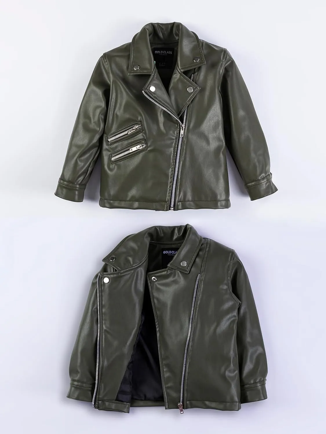 Kids Leather Jacket Unisex, Boys Leather Jacket, Stylish Girls Leather Jacket with Notched Collar