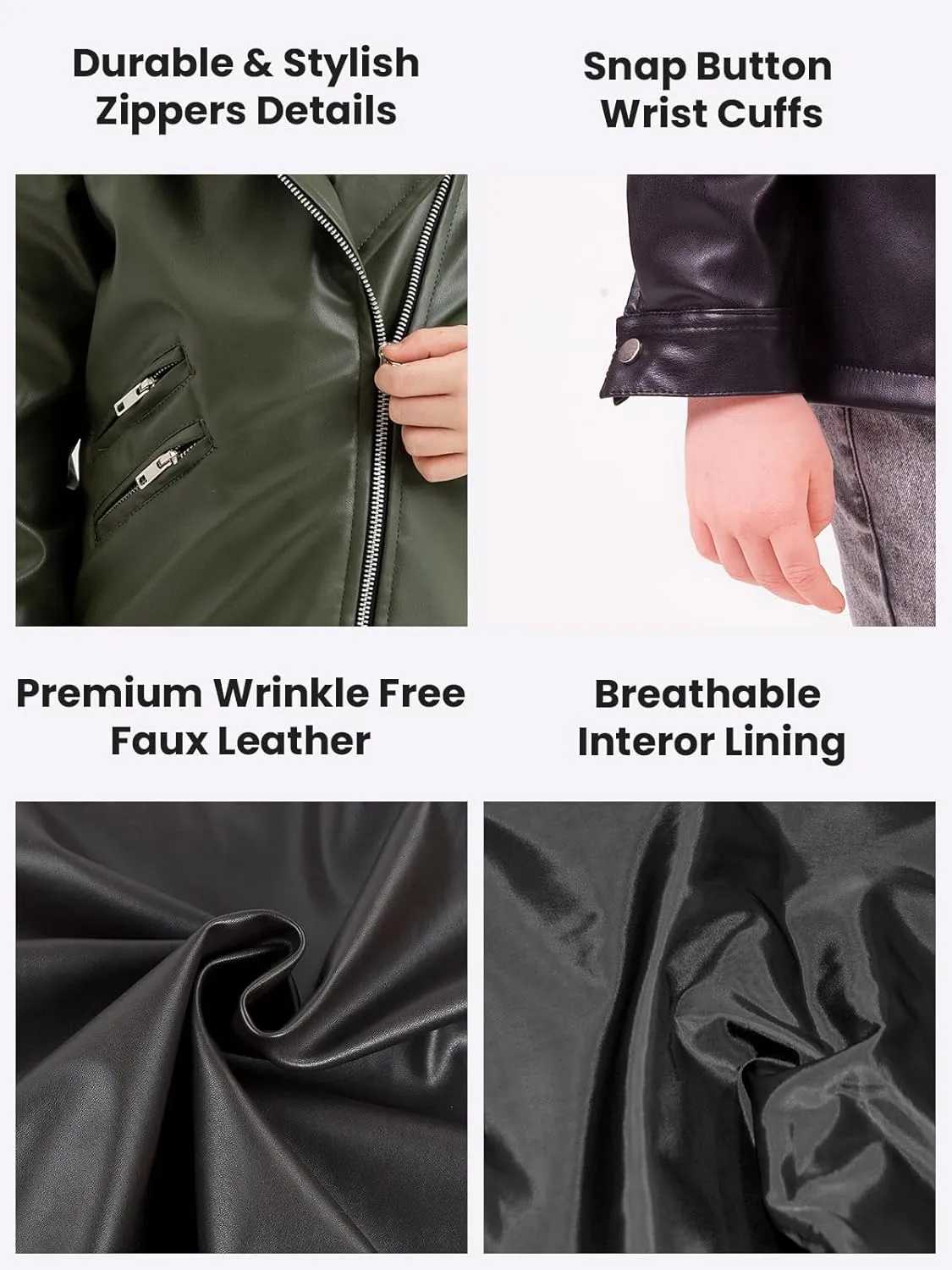 Kids Leather Jacket Unisex, Boys Leather Jacket, Stylish Girls Leather Jacket with Notched Collar