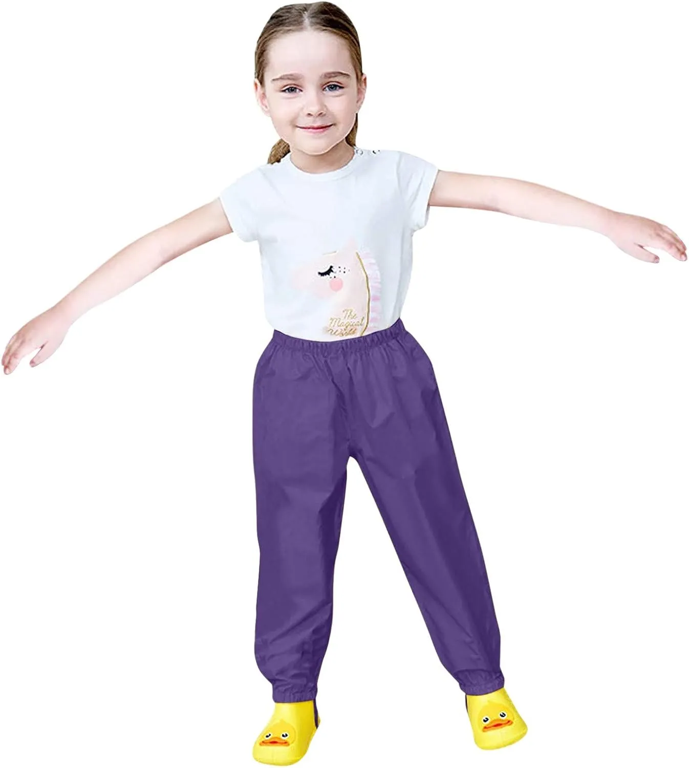 Kids Rain Pants Lightweight Waterproof Pants Outdoors Trousers for Boys Girls Cute Outwear Pants for