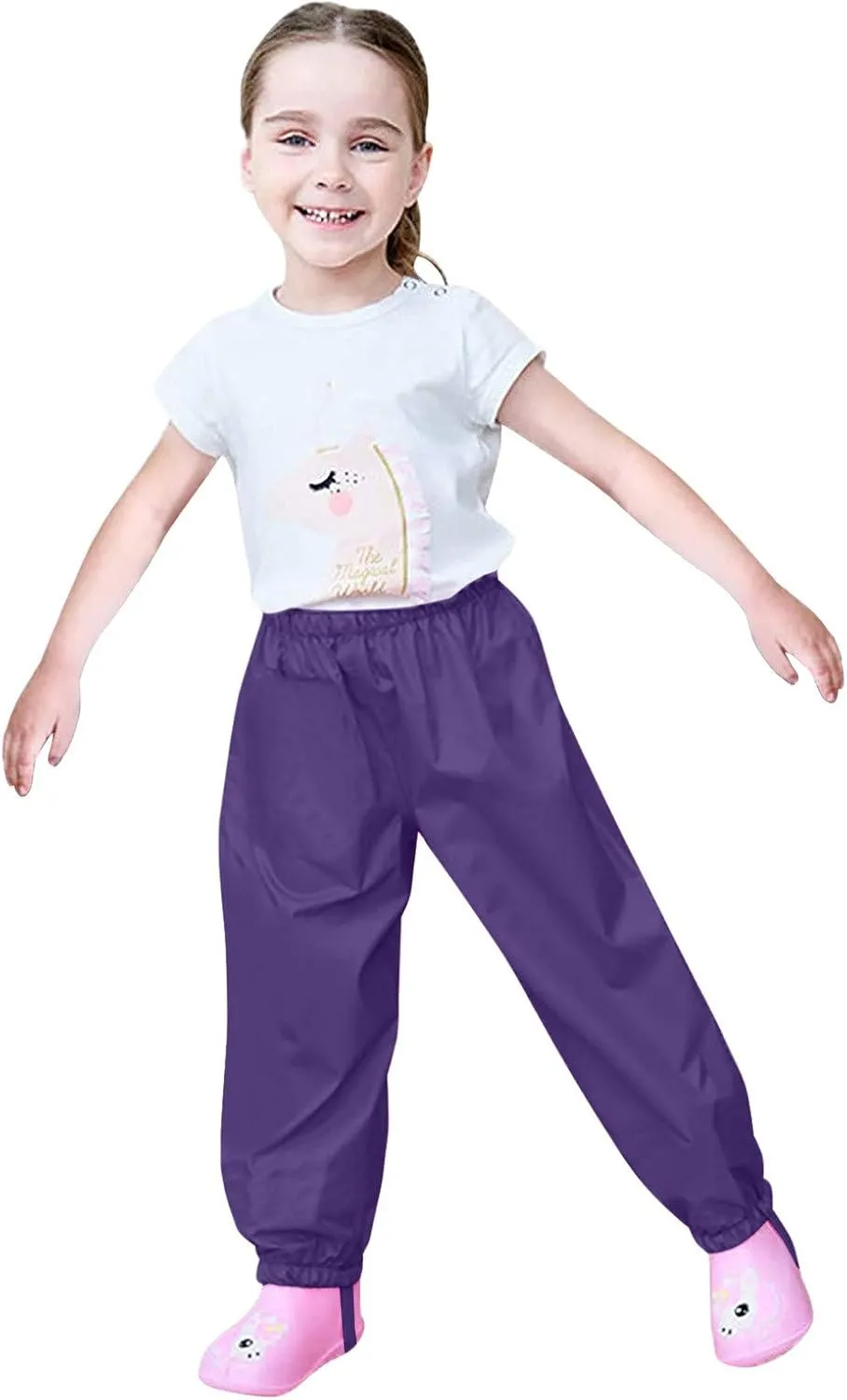 Kids Rain Pants Lightweight Waterproof Pants Outdoors Trousers for Boys Girls Cute Outwear Pants for