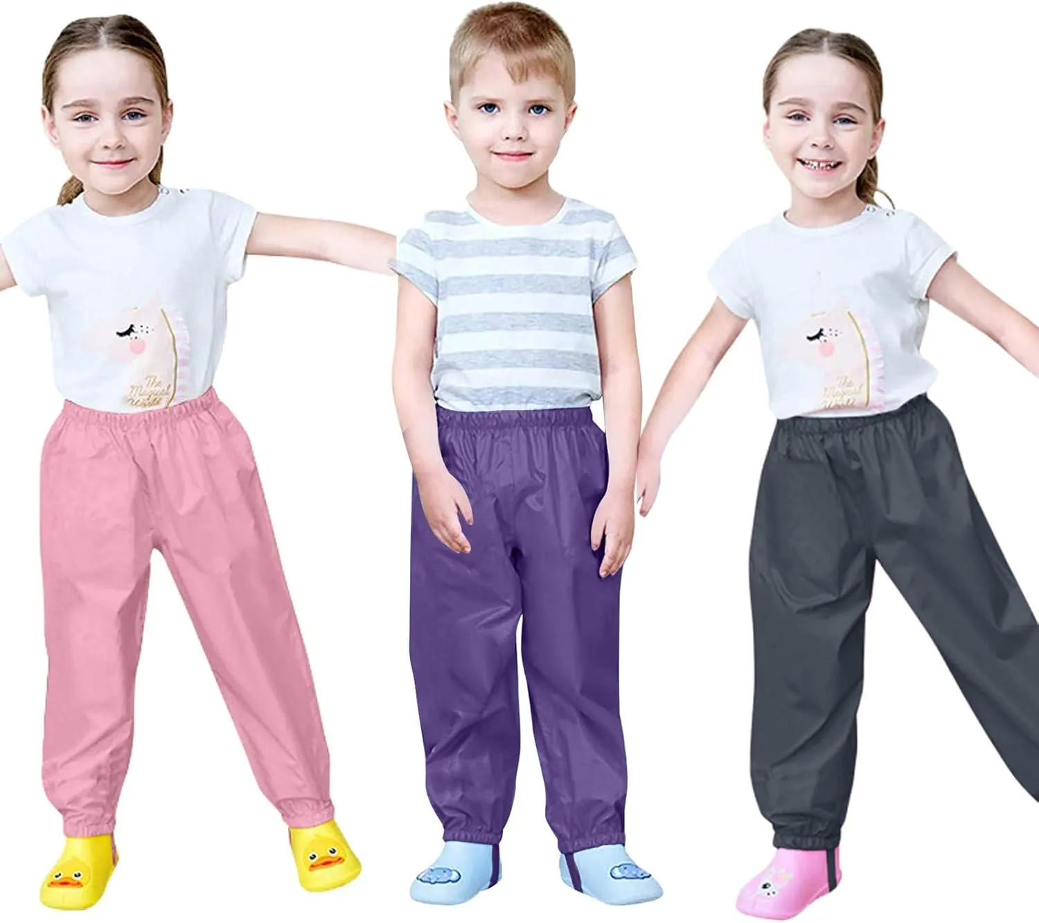 Kids Rain Pants Lightweight Waterproof Pants Outdoors Trousers for Boys Girls Cute Outwear Pants for