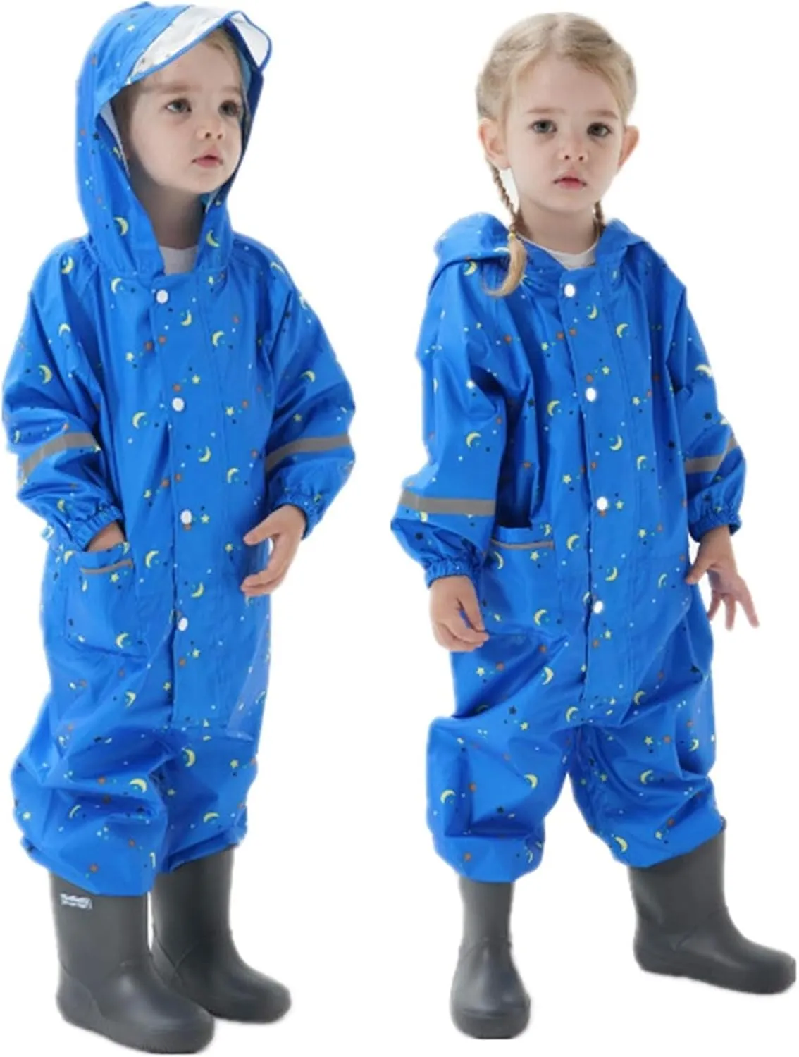 Kids Toddler Rain Suit for Boys Girls One Piece Hooded Waterproof Coverall Rain Jacket Unisex Kids Puddle Suit