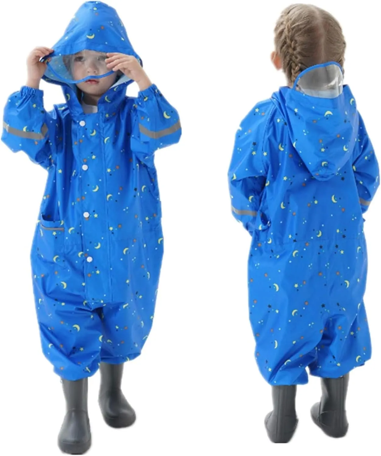 Kids Toddler Rain Suit for Boys Girls One Piece Hooded Waterproof Coverall Rain Jacket Unisex Kids Puddle Suit