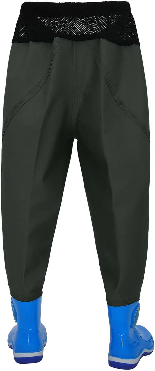 Kids Waders Rain Pants Youth Fishing Waders for Toddler Children Boys Girls Water Proof Hunting Waders with Rain Boots
