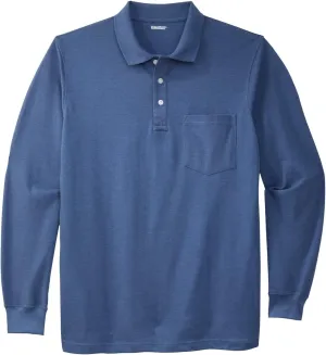 KingSize Men's Big & Tall Long-Sleeve Shrink-Less Piqu Polo