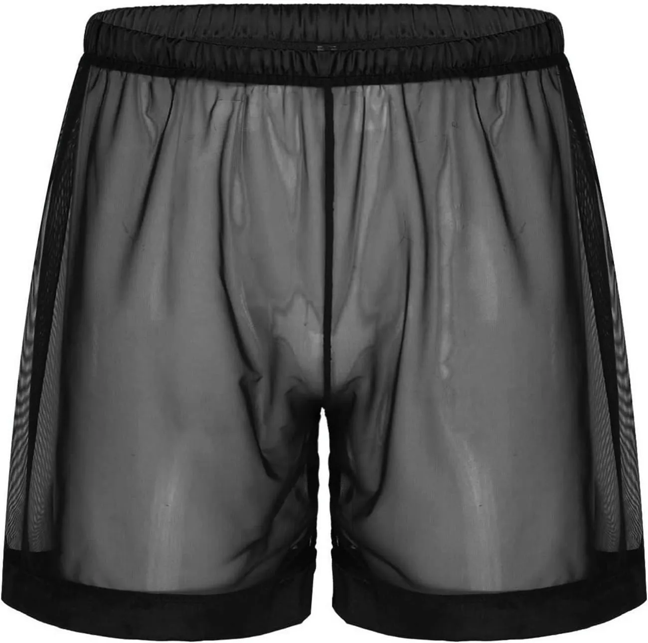 Kingspinner Men's See Through Shorts Sexy Mesh Loose Shorts Boxer Lounge Underwear Cover up Boxer Trunks