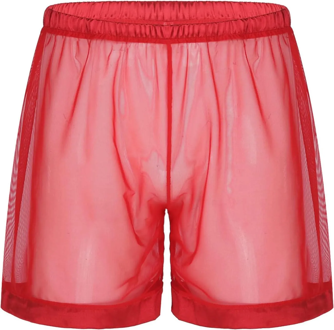 Kingspinner Men's See Through Shorts Sexy Mesh Loose Shorts Boxer Lounge Underwear Cover up Boxer Trunks