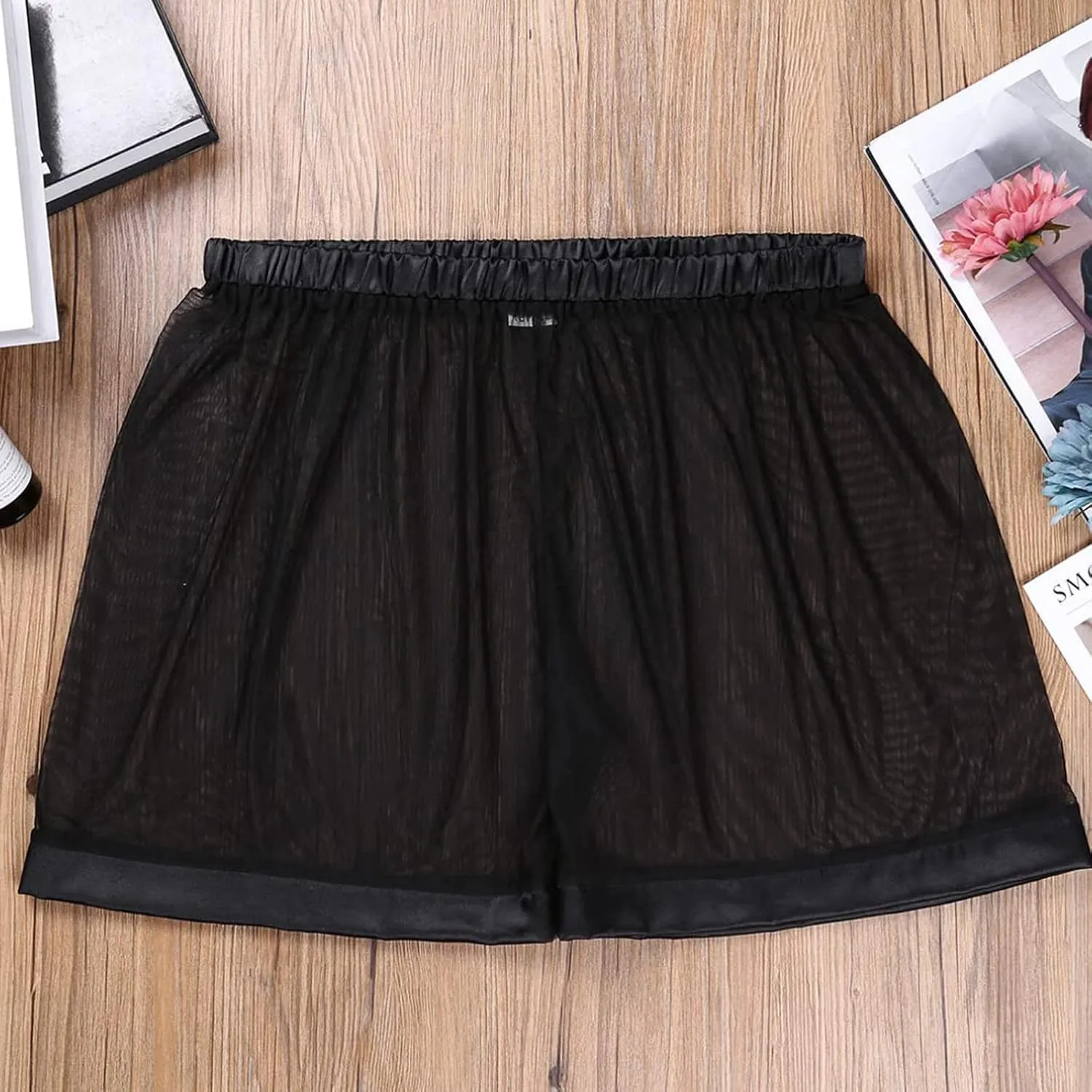 Kingspinner Men's See Through Shorts Sexy Mesh Loose Shorts Boxer Lounge Underwear Cover up Boxer Trunks