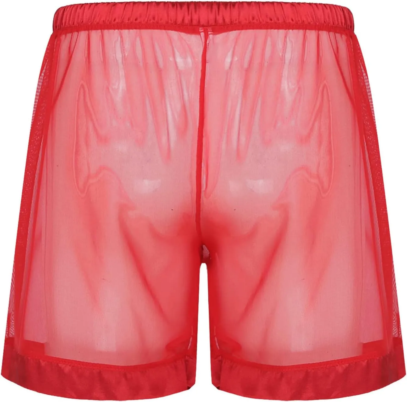Kingspinner Men's See Through Shorts Sexy Mesh Loose Shorts Boxer Lounge Underwear Cover up Boxer Trunks