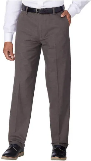 Kirkland Signature Mens Non-Iron Comfort Pant with Expander Waist (Brown Fancy, 36x32)