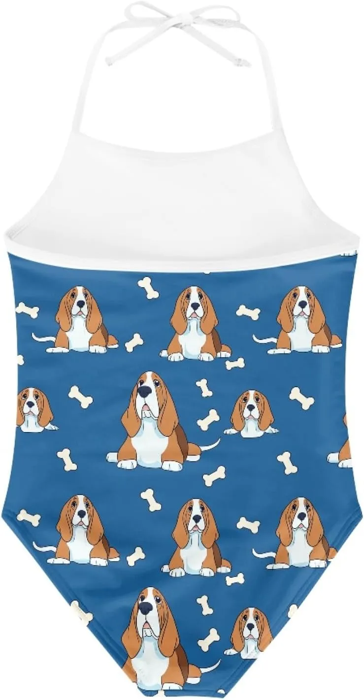 KiuLoam Penguins Group Girls One-Piece Swimsuit Quick Dry Beach Swim Bathing Suit for 3-8 Years Little Girls