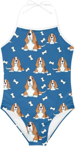 KiuLoam Penguins Group Girls One-Piece Swimsuit Quick Dry Beach Swim Bathing Suit for 3-8 Years Little Girls