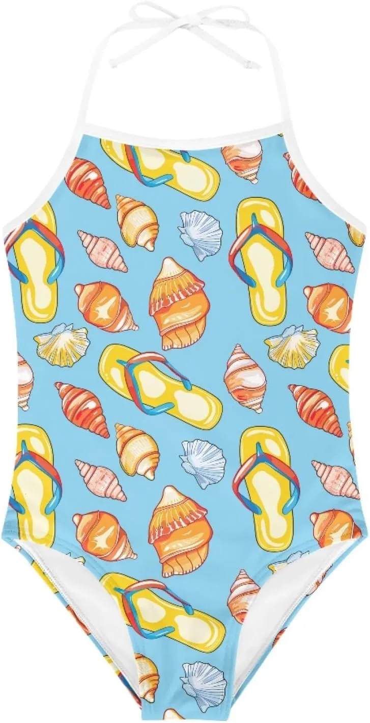 KiuLoam Penguins Group Girls One-Piece Swimsuit Quick Dry Beach Swim Bathing Suit for 3-8 Years Little Girls