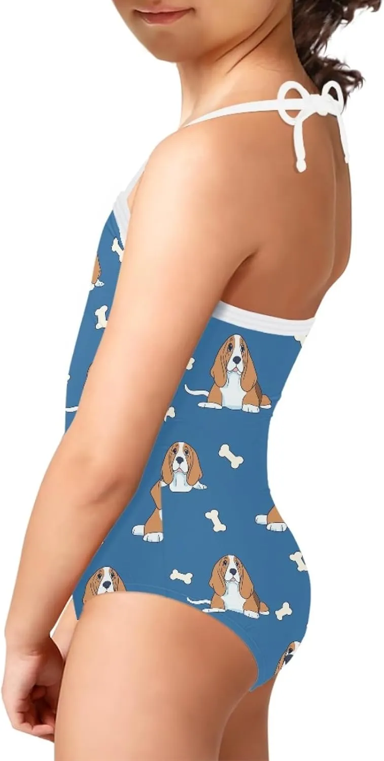KiuLoam Penguins Group Girls One-Piece Swimsuit Quick Dry Beach Swim Bathing Suit for 3-8 Years Little Girls