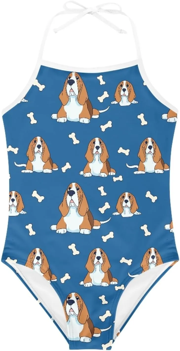KiuLoam Penguins Group Girls One-Piece Swimsuit Quick Dry Beach Swim Bathing Suit for 3-8 Years Little Girls