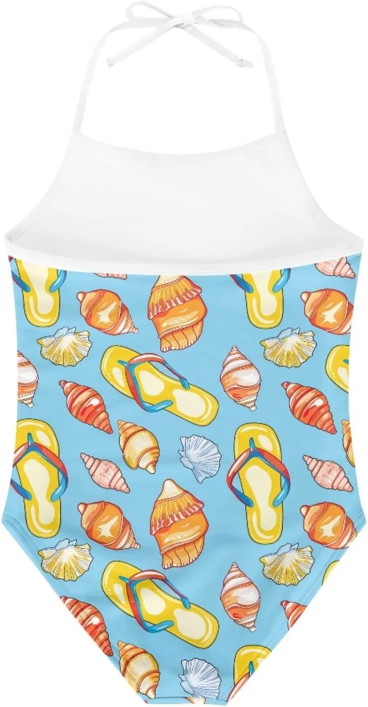 KiuLoam Penguins Group Girls One-Piece Swimsuit Quick Dry Beach Swim Bathing Suit for 3-8 Years Little Girls