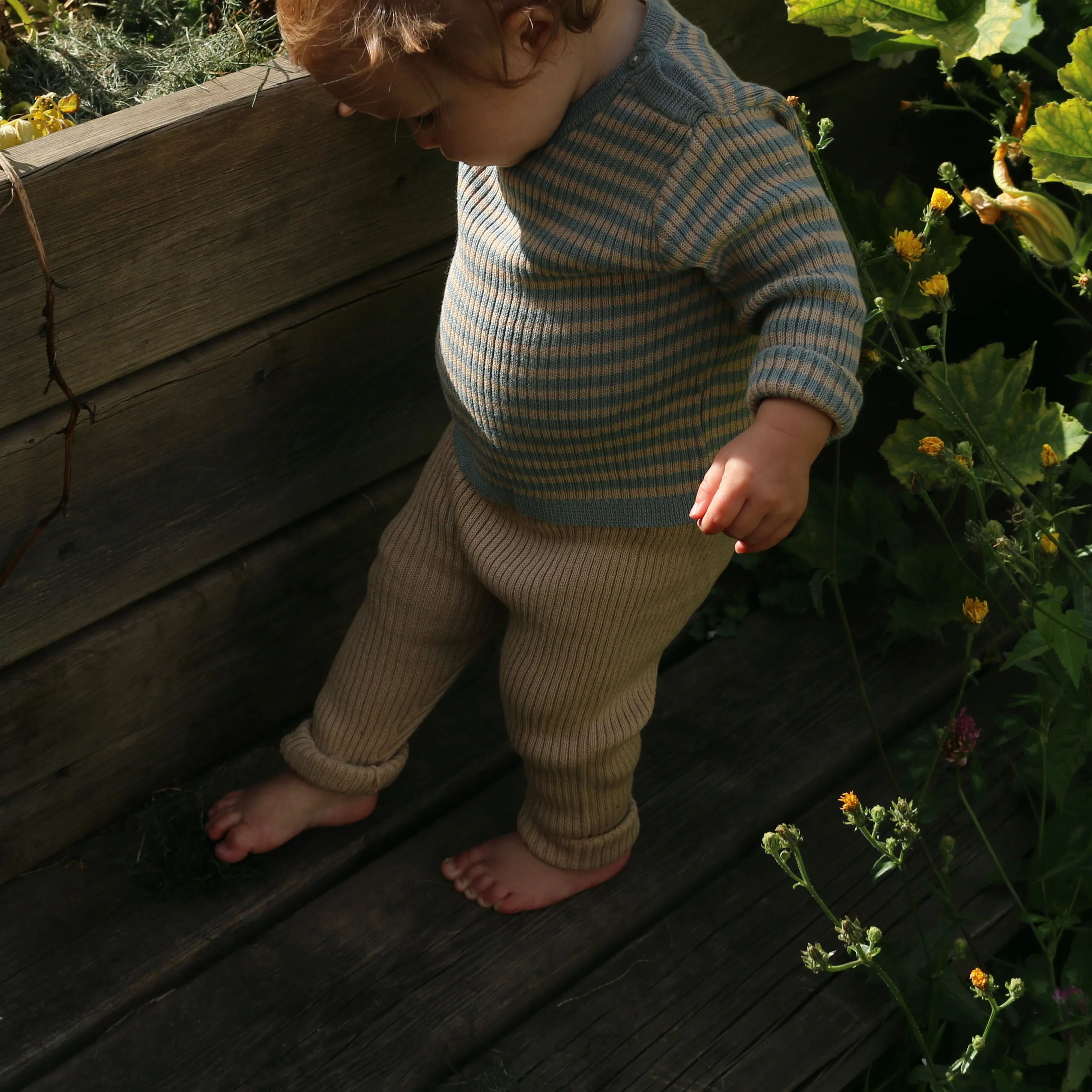 Knitted Cotton Baby Leggings - Safari - 6m-2y