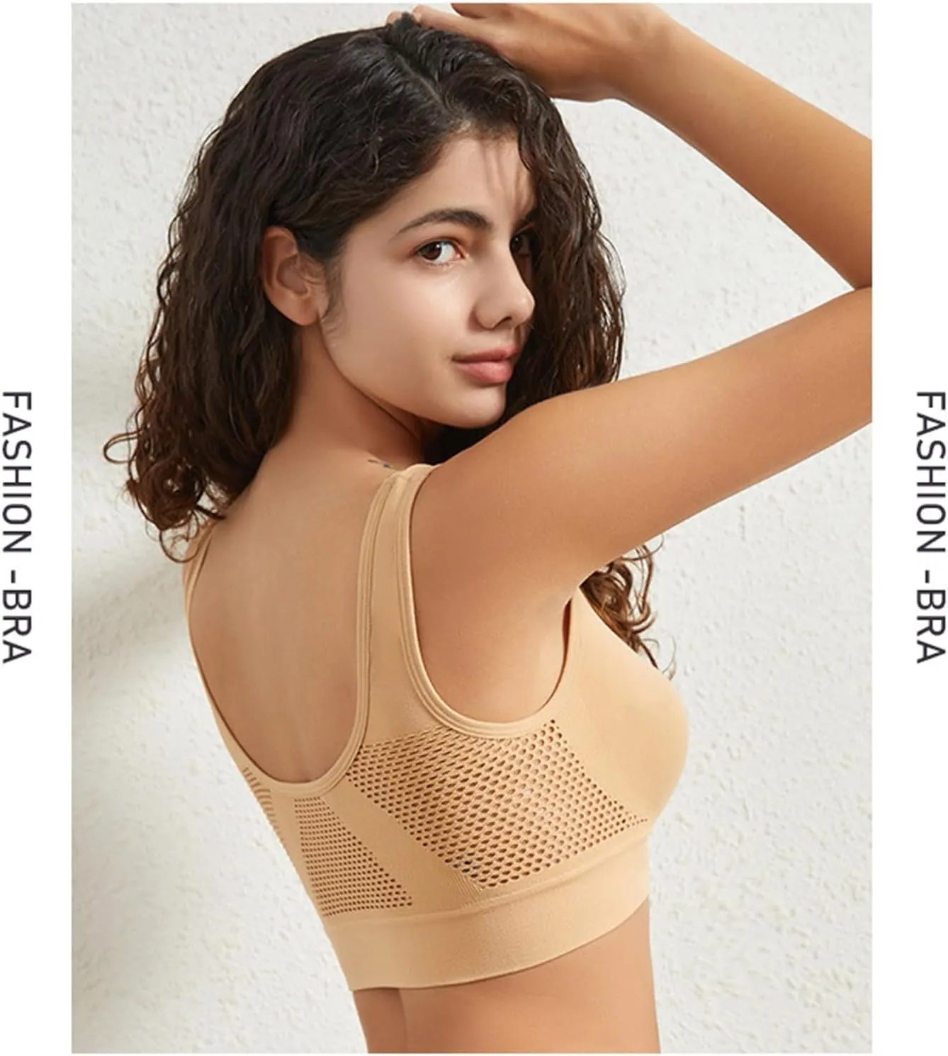Kulken Bra for Women Breathable Anti-Sagging Padded Mesh Sports Bra, Full Coverage Wireless Cool Liftup Air Bra Plus Size